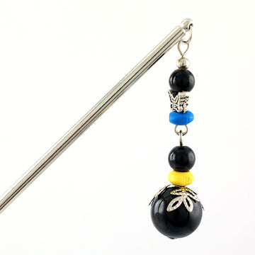 Tribal Style Black Beads Tassel Hair Stick